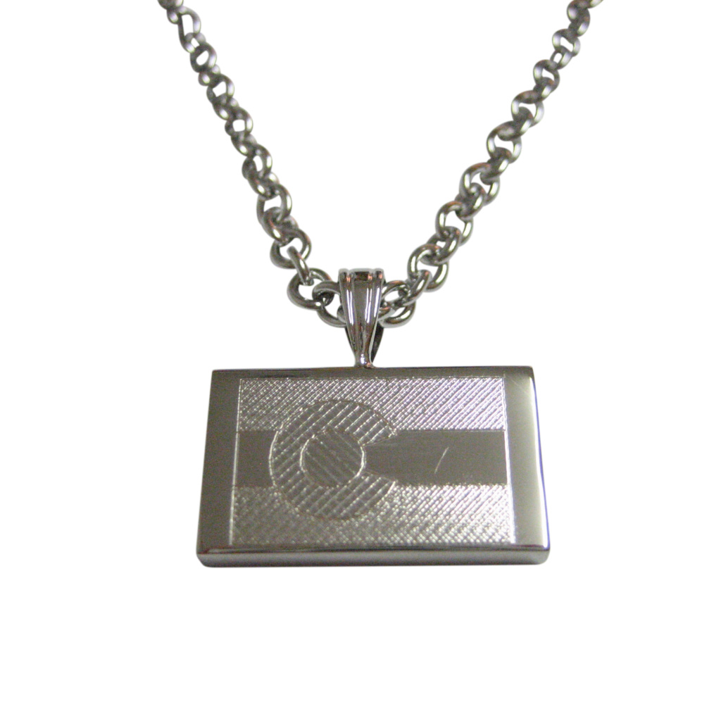 Silver Toned Etched Colorado State Flag Necklace 30$